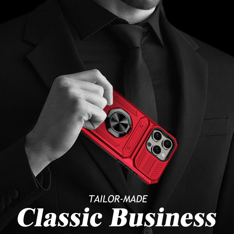 TPU+PC Shockproof Card Phone Case with Metal Ring Holder