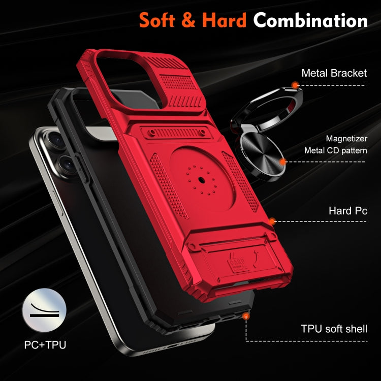 TPU+PC Shockproof Card Phone Case with Metal Ring Holder