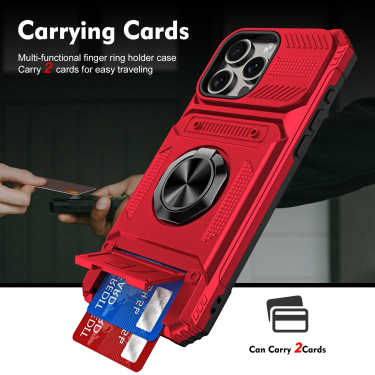 TPU+PC Shockproof Card Phone Case with Metal Ring Holder