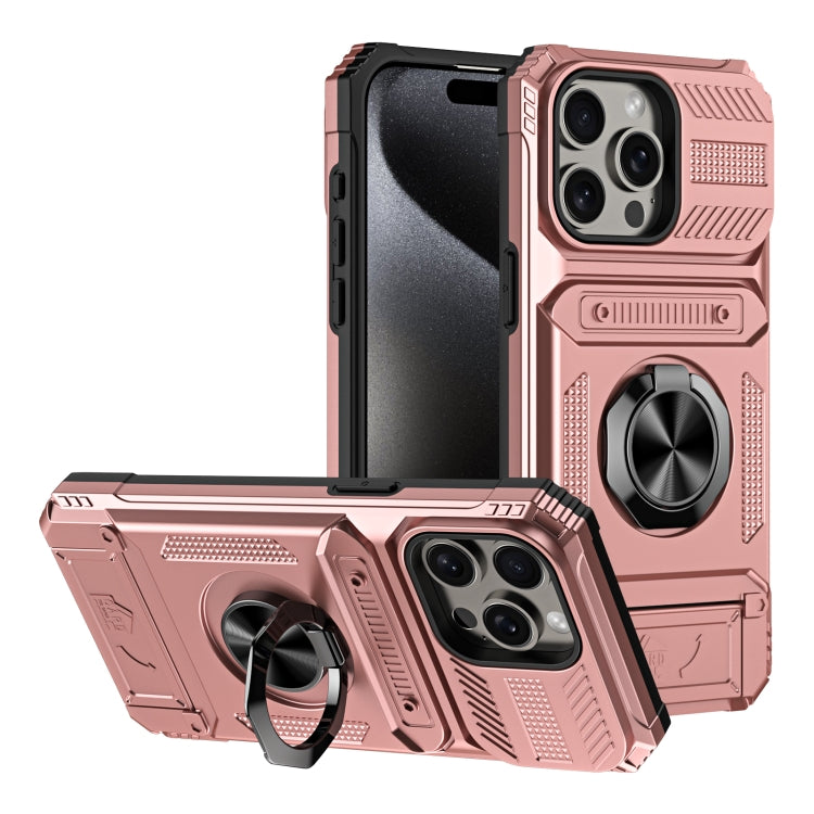 TPU+PC Shockproof Card Phone Case with Metal Ring Holder