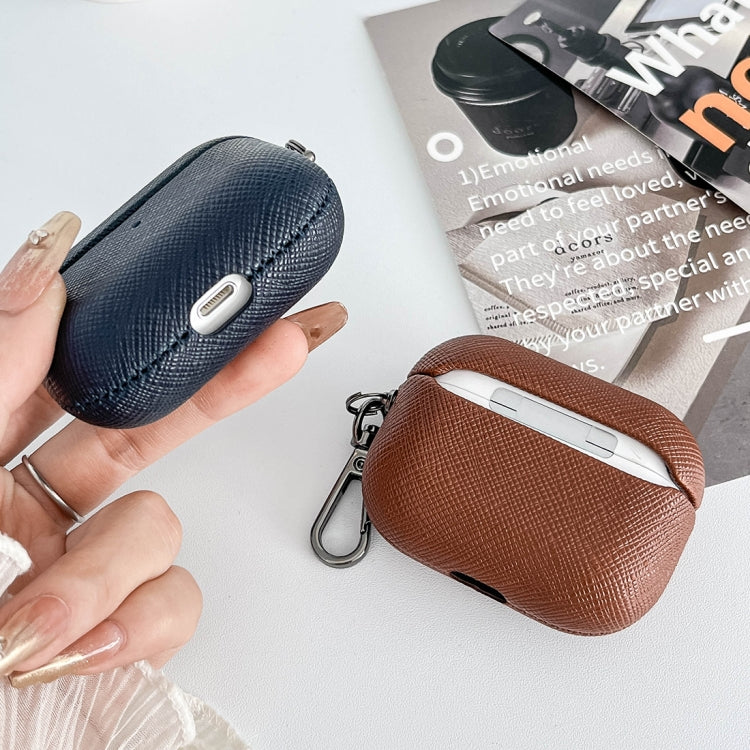 Cross Texture PU Leather Bluetooth Earphone Protective Case