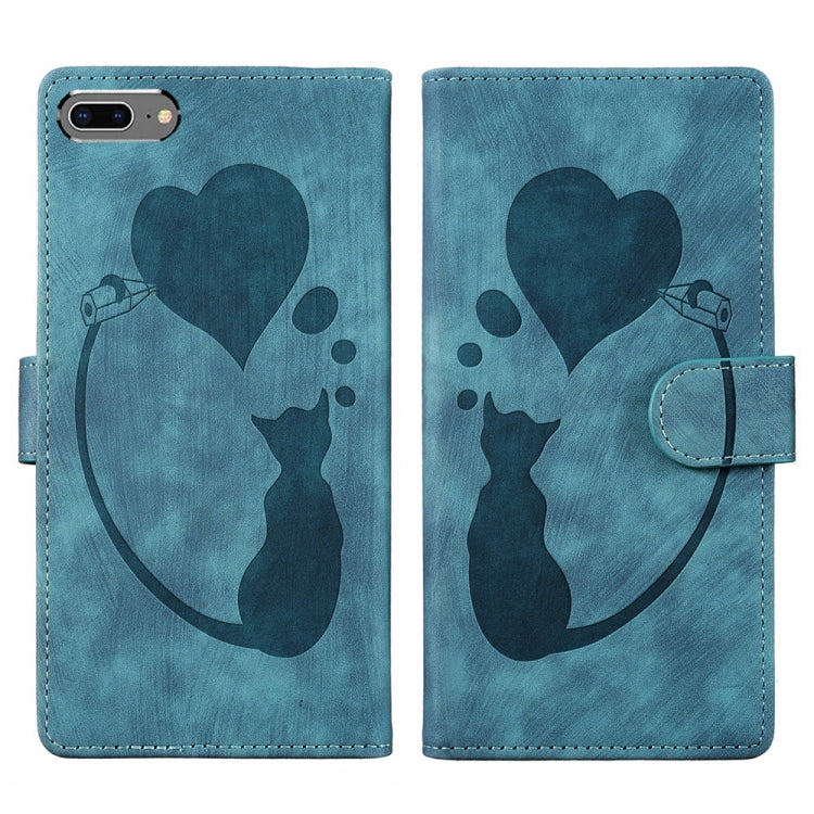 Pen Heart Cat Embossed Leather Phone Case
