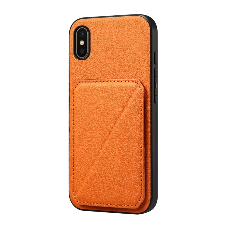 D04 Calf Texture Dual Card Slot Holder Phone Case