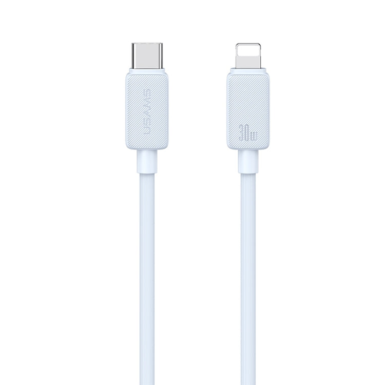 USAMS US-SJ697 USB-C / Type-C to 8 Pin 30W Striped Fast Charge Data Cable