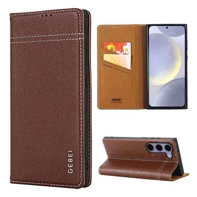 GEBEI Top-grain Horizontal Flip Leather Phone Case, For Samsung Galaxy S25 5G, For Samsung Galaxy S25+ 5G, For Samsung Galaxy S25 Ultra 5G, For Samsung Galaxy S24 Ultra 5G, For Samsung Galaxy S24+ 5G, For Samsung Galaxy S24 5G