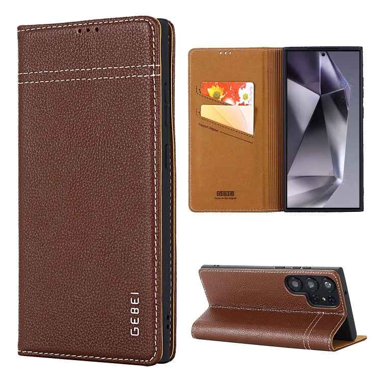 GEBEI Top-grain Horizontal Flip Leather Phone Case, For Samsung Galaxy S25 5G, For Samsung Galaxy S25+ 5G, For Samsung Galaxy S25 Ultra 5G, For Samsung Galaxy S24 Ultra 5G, For Samsung Galaxy S24+ 5G, For Samsung Galaxy S24 5G