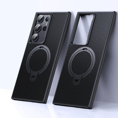 Double Ring MagSafe Holder Carbon Fibre Phone Case, For Samsung Galaxy S26+ 5G, For Samsung Galaxy S26 Ultra 5G, For Samsung Galaxy S26 5G, For Samsung Galaxy S25 5G, For Samsung Galaxy S25+ 5G, For Samsung Galaxy S25 Ultra 5G                          ...