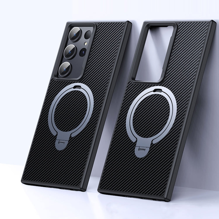 Double Ring MagSafe Holder Carbon Fibre Phone Case, For Samsung Galaxy S26+ 5G, For Samsung Galaxy S26 Ultra 5G, For Samsung Galaxy S26 5G, For Samsung Galaxy S25 5G, For Samsung Galaxy S25+ 5G, For Samsung Galaxy S25 Ultra 5G                          ...