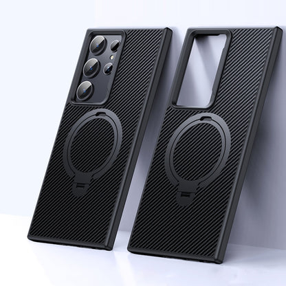 Double Ring MagSafe Holder Carbon Fibre Phone Case, For Samsung Galaxy S26+ 5G, For Samsung Galaxy S26 Ultra 5G, For Samsung Galaxy S26 5G, For Samsung Galaxy S25 5G, For Samsung Galaxy S25+ 5G, For Samsung Galaxy S25 Ultra 5G                          ...