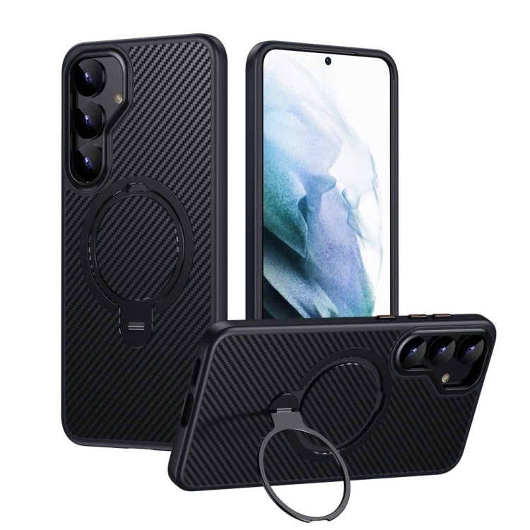 Double Ring MagSafe Holder Carbon Fibre Phone Case, For Samsung Galaxy S26+ 5G, For Samsung Galaxy S26 Ultra 5G, For Samsung Galaxy S26 5G, For Samsung Galaxy S25 5G, For Samsung Galaxy S25+ 5G, For Samsung Galaxy S25 Ultra 5G                          ...