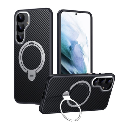 Double Ring MagSafe Holder Carbon Fibre Phone Case, For Samsung Galaxy S26+ 5G, For Samsung Galaxy S26 Ultra 5G, For Samsung Galaxy S26 5G, For Samsung Galaxy S25 5G, For Samsung Galaxy S25+ 5G, For Samsung Galaxy S25 Ultra 5G                          ...