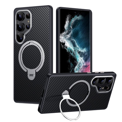Double Ring MagSafe Holder Carbon Fibre Phone Case, For Samsung Galaxy S26+ 5G, For Samsung Galaxy S26 Ultra 5G, For Samsung Galaxy S26 5G, For Samsung Galaxy S25 5G, For Samsung Galaxy S25+ 5G, For Samsung Galaxy S25 Ultra 5G                          ...