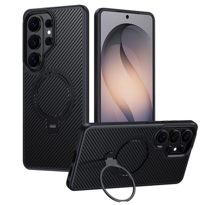 Double Ring MagSafe Holder Carbon Fibre Phone Case, For Samsung Galaxy S26+ 5G, For Samsung Galaxy S26 Ultra 5G, For Samsung Galaxy S26 5G, For Samsung Galaxy S25 5G, For Samsung Galaxy S25+ 5G, For Samsung Galaxy S25 Ultra 5G                          ...