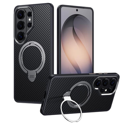 Double Ring MagSafe Holder Carbon Fibre Phone Case, For Samsung Galaxy S26+ 5G, For Samsung Galaxy S26 Ultra 5G, For Samsung Galaxy S26 5G, For Samsung Galaxy S25 5G, For Samsung Galaxy S25+ 5G, For Samsung Galaxy S25 Ultra 5G                          ...
