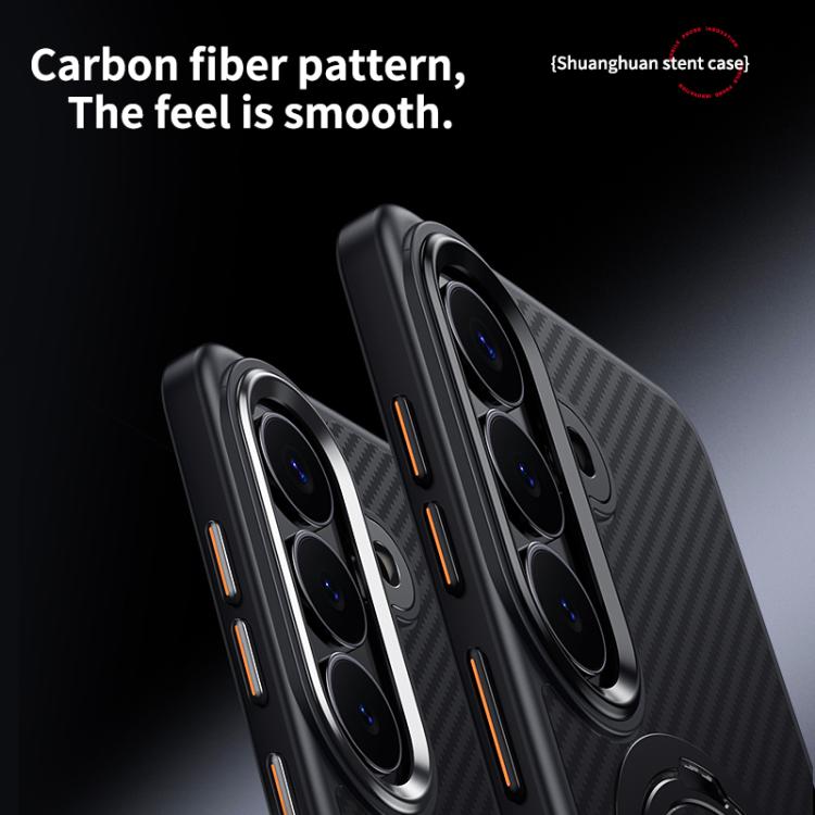 Double Ring MagSafe Holder Carbon Fibre Phone Case, For Samsung Galaxy S26+ 5G, For Samsung Galaxy S26 Ultra 5G, For Samsung Galaxy S26 5G, For Samsung Galaxy S25 5G, For Samsung Galaxy S25+ 5G, For Samsung Galaxy S25 Ultra 5G                          ...