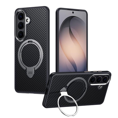 Double Ring MagSafe Holder Carbon Fibre Phone Case, For Samsung Galaxy S26+ 5G, For Samsung Galaxy S26 Ultra 5G, For Samsung Galaxy S26 5G, For Samsung Galaxy S25 5G, For Samsung Galaxy S25+ 5G, For Samsung Galaxy S25 Ultra 5G                          ...