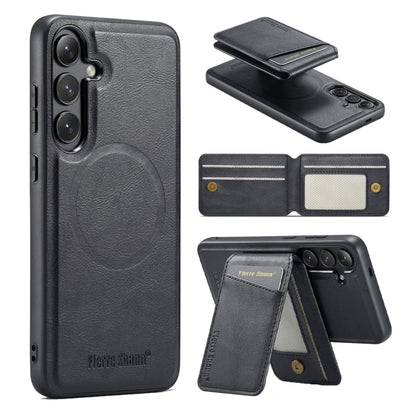 Fierre Shann Cowhide Vertical Flip Magnetic Card Holder Phone Case, For Samsung Galaxy S24+ 5G, For Samsung Galaxy S23 FE 5G, For Samsung Galaxy S23 Ultra 5G, For Samsung Galaxy S22 Ultra 5G, For Samsung Galaxy S22+ 5G, For Samsung Galaxy S22 5G