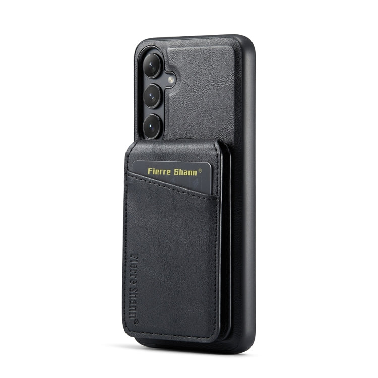 Fierre Shann Cowhide Vertical Flip Magnetic Card Holder Phone Case, For Samsung Galaxy S24+ 5G, For Samsung Galaxy S23 FE 5G, For Samsung Galaxy S23 Ultra 5G, For Samsung Galaxy S22 Ultra 5G, For Samsung Galaxy S22+ 5G, For Samsung Galaxy S22 5G