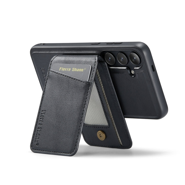 Fierre Shann Cowhide Vertical Flip Magnetic Card Holder Phone Case, For Samsung Galaxy S24+ 5G, For Samsung Galaxy S23 FE 5G, For Samsung Galaxy S23 Ultra 5G, For Samsung Galaxy S22 Ultra 5G, For Samsung Galaxy S22+ 5G, For Samsung Galaxy S22 5G
