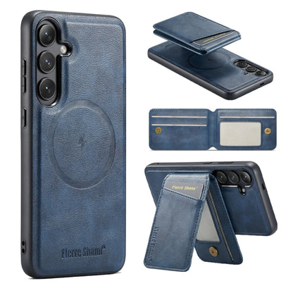 Fierre Shann Cowhide Vertical Flip Magnetic Card Holder Phone Case, For Samsung Galaxy S24+ 5G, For Samsung Galaxy S23 FE 5G, For Samsung Galaxy S23 Ultra 5G, For Samsung Galaxy S22 Ultra 5G, For Samsung Galaxy S22+ 5G, For Samsung Galaxy S22 5G