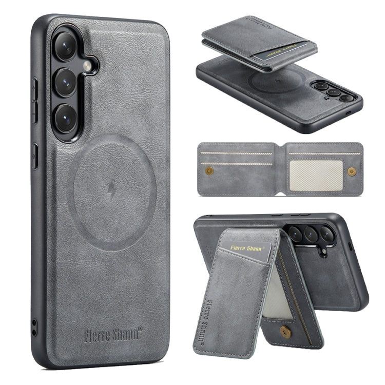 Fierre Shann Cowhide Vertical Flip Magnetic Card Holder Phone Case, For Samsung Galaxy S24+ 5G, For Samsung Galaxy S23 FE 5G, For Samsung Galaxy S23 Ultra 5G, For Samsung Galaxy S22 Ultra 5G, For Samsung Galaxy S22+ 5G, For Samsung Galaxy S22 5G