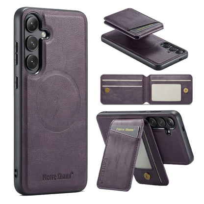 Fierre Shann Cowhide Vertical Flip Magnetic Card Holder Phone Case, For Samsung Galaxy S24+ 5G, For Samsung Galaxy S23 FE 5G, For Samsung Galaxy S23 Ultra 5G, For Samsung Galaxy S22 Ultra 5G, For Samsung Galaxy S22+ 5G, For Samsung Galaxy S22 5G