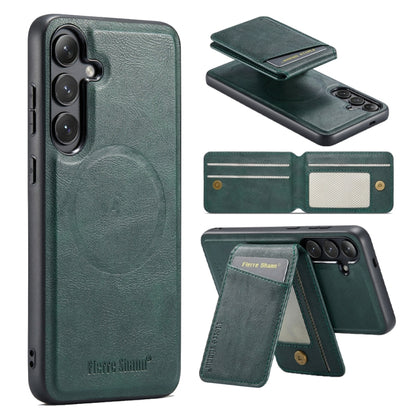 Fierre Shann Cowhide Vertical Flip Magnetic Card Holder Phone Case, For Samsung Galaxy S24+ 5G, For Samsung Galaxy S23 FE 5G, For Samsung Galaxy S23 Ultra 5G, For Samsung Galaxy S22 Ultra 5G, For Samsung Galaxy S22+ 5G, For Samsung Galaxy S22 5G