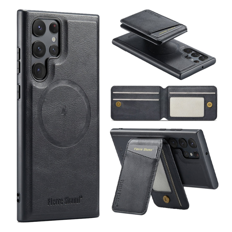 Fierre Shann Cowhide Vertical Flip Magnetic Card Holder Phone Case, For Samsung Galaxy S26+ 5G, For Samsung Galaxy S26 Ultra 5G, For Samsung Galaxy S26 5G, For Samsung Galaxy S25 5G, For Samsung Galaxy S25+ 5G, For Samsung Galaxy S25 Ultra 5G          ...