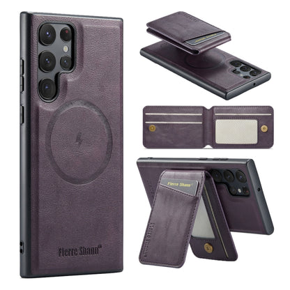 Fierre Shann Cowhide Vertical Flip Magnetic Card Holder Phone Case, For Samsung Galaxy S24+ 5G, For Samsung Galaxy S23 FE 5G, For Samsung Galaxy S23 Ultra 5G, For Samsung Galaxy S22 Ultra 5G, For Samsung Galaxy S22+ 5G, For Samsung Galaxy S22 5G