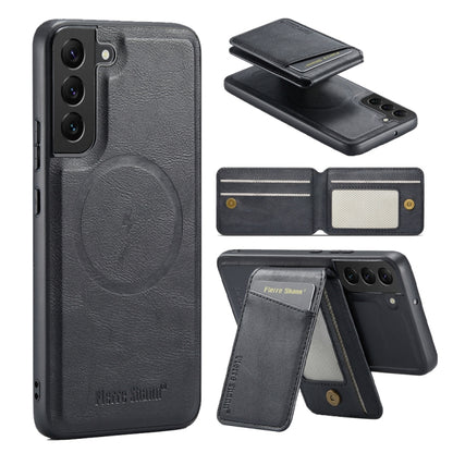 Fierre Shann Cowhide Vertical Flip Magnetic Card Holder Phone Case, For Samsung Galaxy S24+ 5G, For Samsung Galaxy S23 FE 5G, For Samsung Galaxy S23 Ultra 5G, For Samsung Galaxy S22 Ultra 5G, For Samsung Galaxy S22+ 5G, For Samsung Galaxy S22 5G