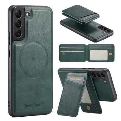 Fierre Shann Cowhide Vertical Flip Magnetic Card Holder Phone Case, For Samsung Galaxy S24+ 5G, For Samsung Galaxy S23 FE 5G, For Samsung Galaxy S23 Ultra 5G, For Samsung Galaxy S22 Ultra 5G, For Samsung Galaxy S22+ 5G, For Samsung Galaxy S22 5G