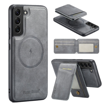 Fierre Shann Cowhide Vertical Flip Magnetic Card Holder Phone Case, For Samsung Galaxy S24+ 5G, For Samsung Galaxy S23 FE 5G, For Samsung Galaxy S23 Ultra 5G, For Samsung Galaxy S22 Ultra 5G, For Samsung Galaxy S22+ 5G, For Samsung Galaxy S22 5G
