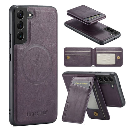 Fierre Shann Cowhide Vertical Flip Magnetic Card Holder Phone Case, For Samsung Galaxy S24+ 5G, For Samsung Galaxy S23 FE 5G, For Samsung Galaxy S23 Ultra 5G, For Samsung Galaxy S22 Ultra 5G, For Samsung Galaxy S22+ 5G, For Samsung Galaxy S22 5G