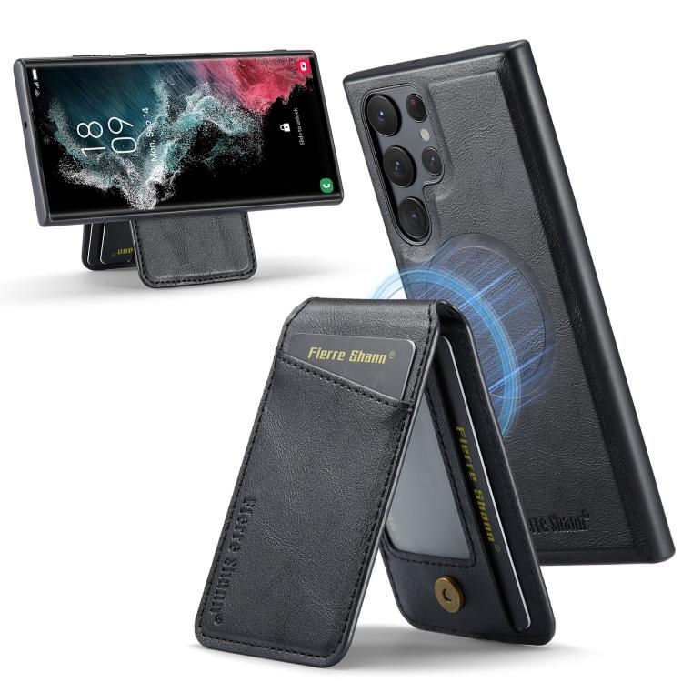 Fierre Shann Cowhide Vertical Flip Magnetic Card Holder Phone Case, For Samsung Galaxy S26+ 5G, For Samsung Galaxy S26 Ultra 5G, For Samsung Galaxy S26 5G, For Samsung Galaxy S25 5G, For Samsung Galaxy S25+ 5G, For Samsung Galaxy S25 Ultra 5G          ...