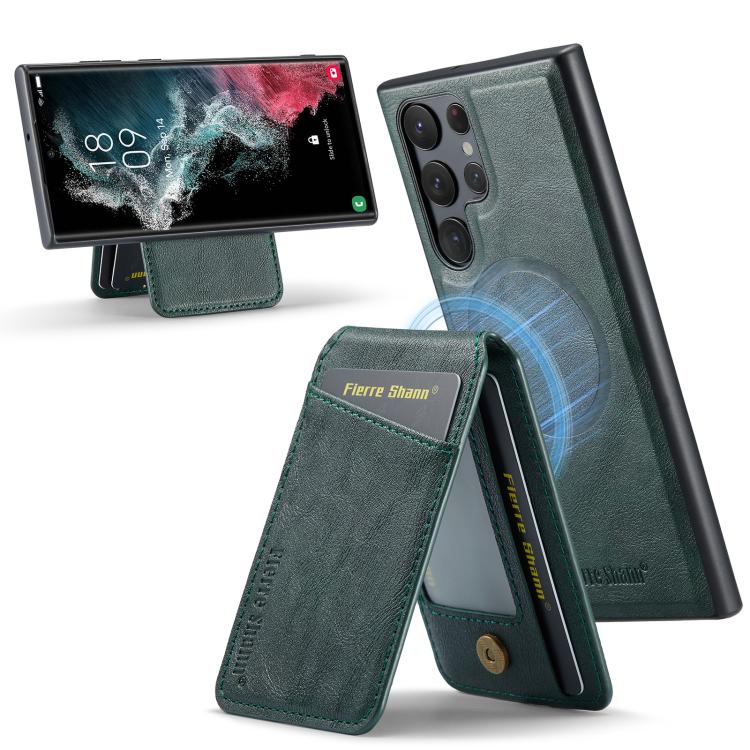 Fierre Shann Cowhide Vertical Flip Magnetic Card Holder Phone Case, For Samsung Galaxy S26+ 5G, For Samsung Galaxy S26 Ultra 5G, For Samsung Galaxy S26 5G, For Samsung Galaxy S25 5G, For Samsung Galaxy S25+ 5G, For Samsung Galaxy S25 Ultra 5G          ...