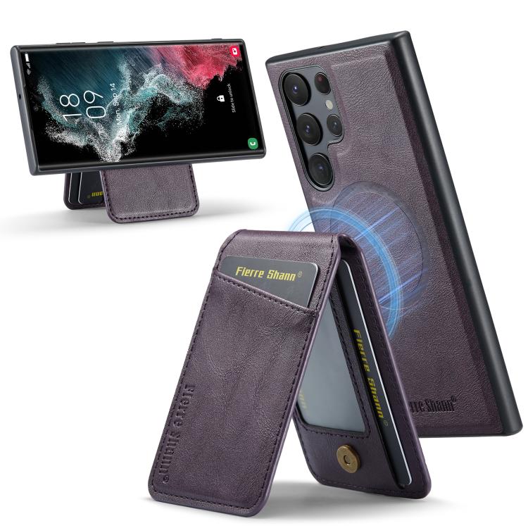 Fierre Shann Cowhide Vertical Flip Magnetic Card Holder Phone Case, For Samsung Galaxy S26+ 5G, For Samsung Galaxy S26 Ultra 5G, For Samsung Galaxy S26 5G, For Samsung Galaxy S25 5G, For Samsung Galaxy S25+ 5G, For Samsung Galaxy S25 Ultra 5G          ...