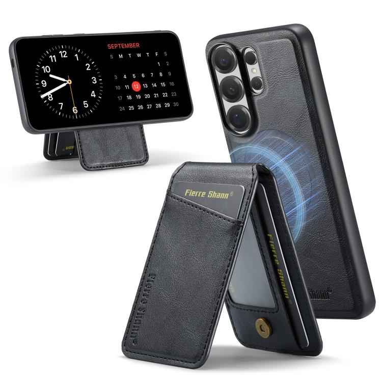 Fierre Shann Cowhide Vertical Flip Magnetic Card Holder Phone Case, For Samsung Galaxy S26+ 5G, For Samsung Galaxy S26 Ultra 5G, For Samsung Galaxy S26 5G, For Samsung Galaxy S25 5G, For Samsung Galaxy S25+ 5G, For Samsung Galaxy S25 Ultra 5G          ...