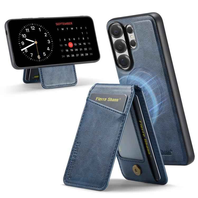 Fierre Shann Cowhide Vertical Flip Magnetic Card Holder Phone Case, For Samsung Galaxy S26+ 5G, For Samsung Galaxy S26 Ultra 5G, For Samsung Galaxy S26 5G, For Samsung Galaxy S25 5G, For Samsung Galaxy S25+ 5G, For Samsung Galaxy S25 Ultra 5G          ...