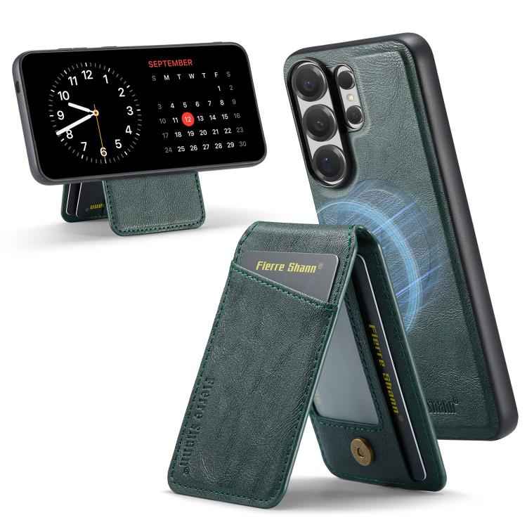 Fierre Shann Cowhide Vertical Flip Magnetic Card Holder Phone Case, For Samsung Galaxy S26+ 5G, For Samsung Galaxy S26 Ultra 5G, For Samsung Galaxy S26 5G, For Samsung Galaxy S25 5G, For Samsung Galaxy S25+ 5G, For Samsung Galaxy S25 Ultra 5G          ...