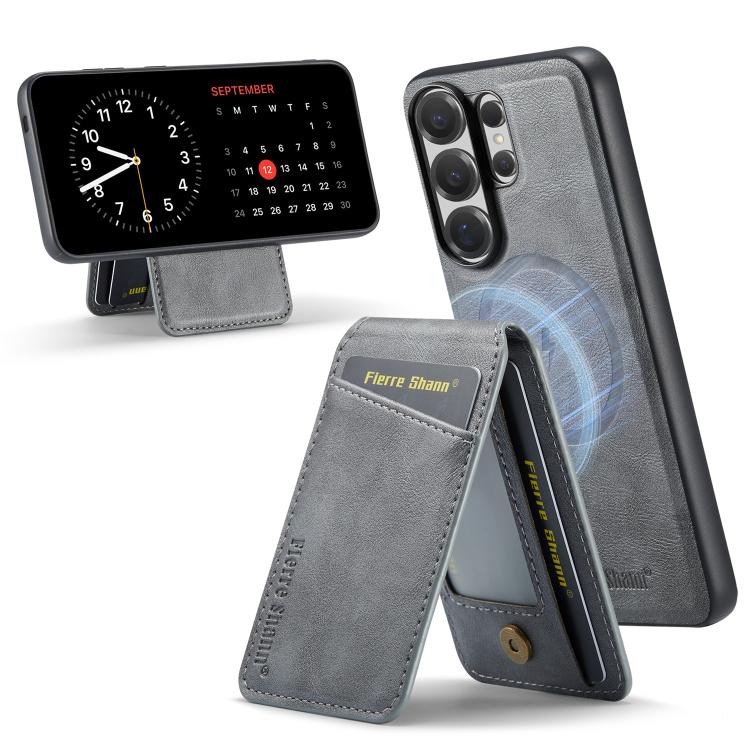 Fierre Shann Cowhide Vertical Flip Magnetic Card Holder Phone Case, For Samsung Galaxy S26+ 5G, For Samsung Galaxy S26 Ultra 5G, For Samsung Galaxy S26 5G, For Samsung Galaxy S25 5G, For Samsung Galaxy S25+ 5G, For Samsung Galaxy S25 Ultra 5G          ...