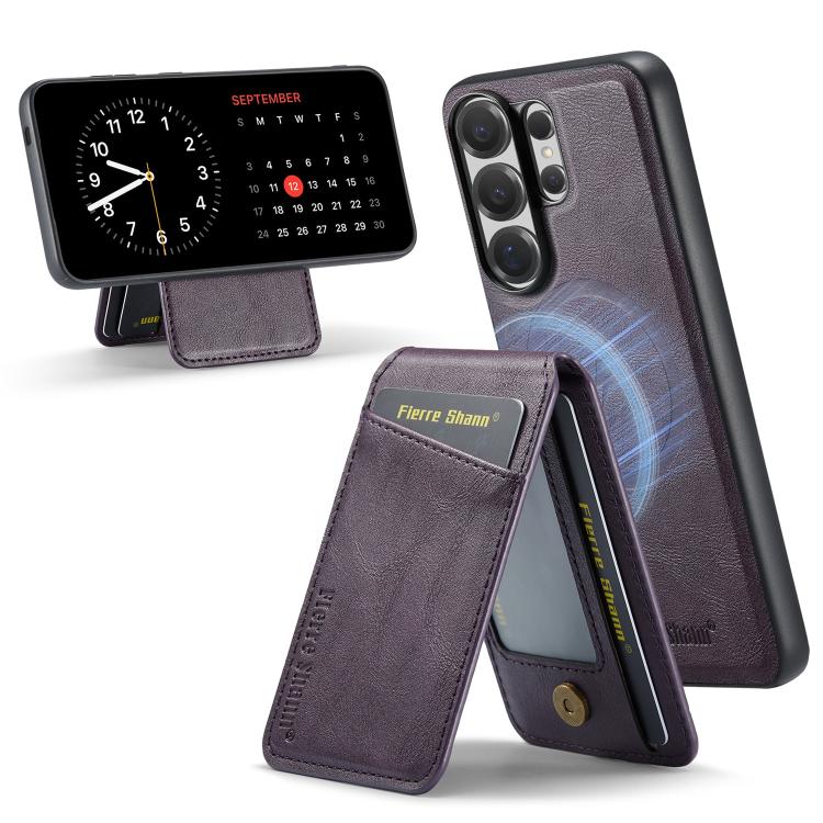 Fierre Shann Cowhide Vertical Flip Magnetic Card Holder Phone Case, For Samsung Galaxy S26+ 5G, For Samsung Galaxy S26 Ultra 5G, For Samsung Galaxy S26 5G, For Samsung Galaxy S25 5G, For Samsung Galaxy S25+ 5G, For Samsung Galaxy S25 Ultra 5G          ...