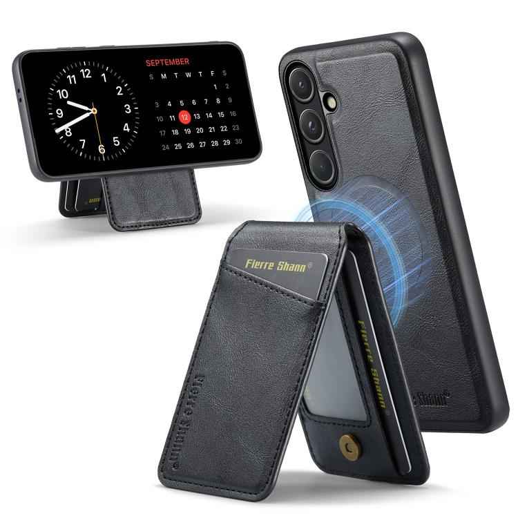 Fierre Shann Cowhide Vertical Flip Magnetic Card Holder Phone Case, For Samsung Galaxy S26+ 5G, For Samsung Galaxy S26 Ultra 5G, For Samsung Galaxy S26 5G, For Samsung Galaxy S25 5G, For Samsung Galaxy S25+ 5G, For Samsung Galaxy S25 Ultra 5G          ...