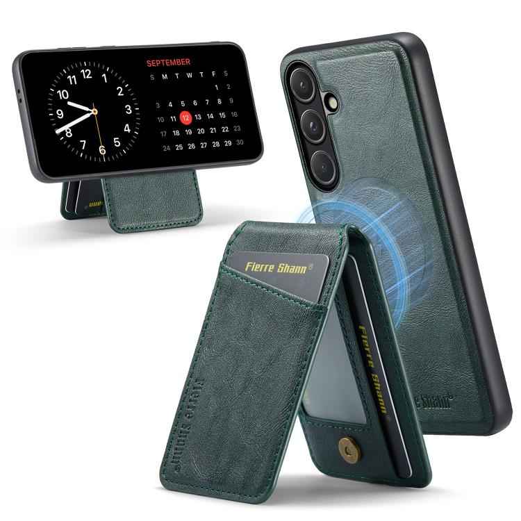 Fierre Shann Cowhide Vertical Flip Magnetic Card Holder Phone Case, For Samsung Galaxy S26+ 5G, For Samsung Galaxy S26 Ultra 5G, For Samsung Galaxy S26 5G, For Samsung Galaxy S25 5G, For Samsung Galaxy S25+ 5G, For Samsung Galaxy S25 Ultra 5G          ...