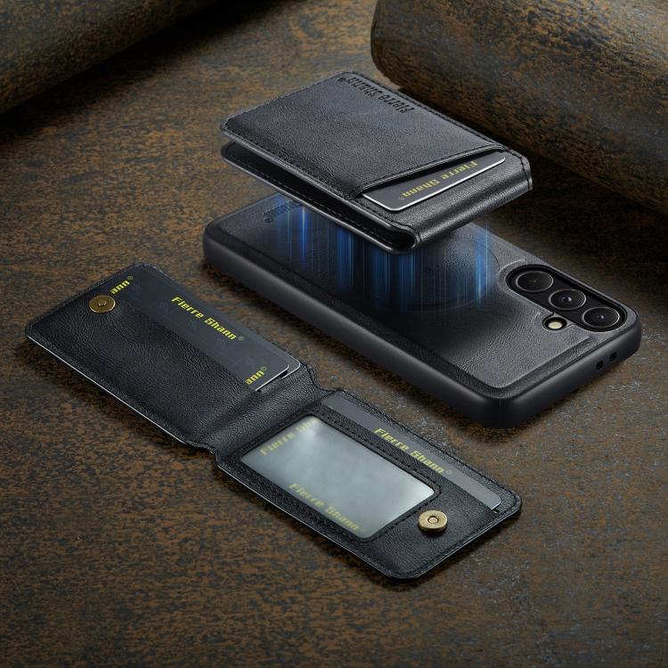 Fierre Shann Cowhide Vertical Flip Magnetic Card Holder Phone Case, For Samsung Galaxy S26+ 5G, For Samsung Galaxy S26 Ultra 5G, For Samsung Galaxy S26 5G, For Samsung Galaxy S25 5G, For Samsung Galaxy S25+ 5G, For Samsung Galaxy S25 Ultra 5G          ...