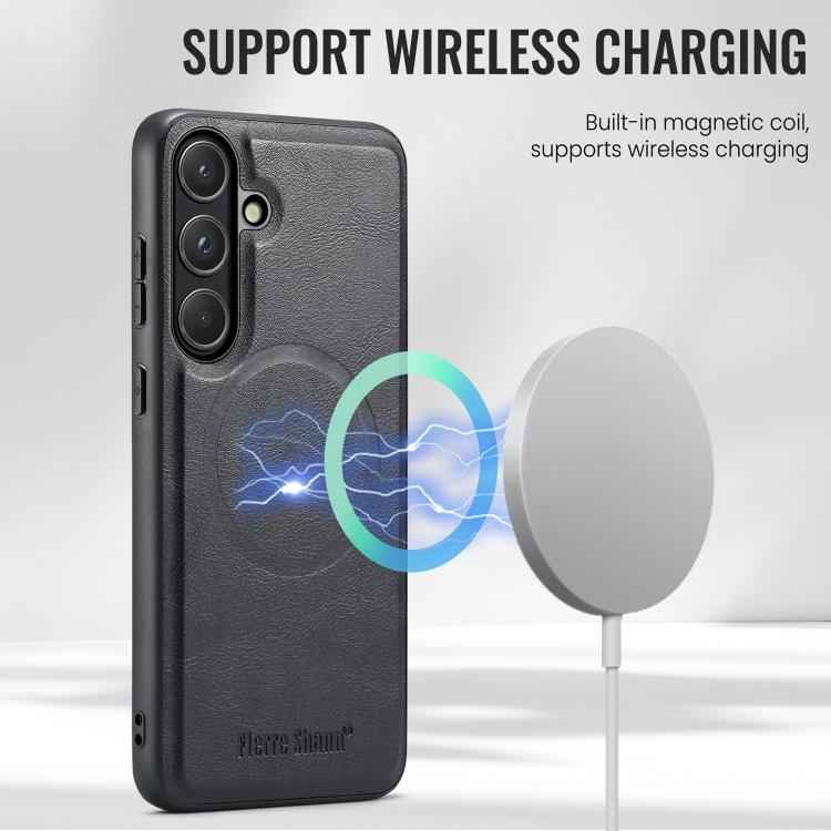 Fierre Shann Cowhide Vertical Flip Magnetic Card Holder Phone Case, For Samsung Galaxy S26+ 5G, For Samsung Galaxy S26 Ultra 5G, For Samsung Galaxy S26 5G, For Samsung Galaxy S25 5G, For Samsung Galaxy S25+ 5G, For Samsung Galaxy S25 Ultra 5G          ...