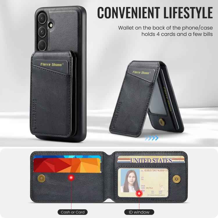 Fierre Shann Cowhide Vertical Flip Magnetic Card Holder Phone Case, For Samsung Galaxy S26+ 5G, For Samsung Galaxy S26 Ultra 5G, For Samsung Galaxy S26 5G, For Samsung Galaxy S25 5G, For Samsung Galaxy S25+ 5G, For Samsung Galaxy S25 Ultra 5G          ...