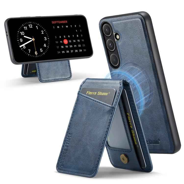 Fierre Shann Cowhide Vertical Flip Magnetic Card Holder Phone Case, For Samsung Galaxy S26+ 5G, For Samsung Galaxy S26 Ultra 5G, For Samsung Galaxy S26 5G, For Samsung Galaxy S25 5G, For Samsung Galaxy S25+ 5G, For Samsung Galaxy S25 Ultra 5G          ...