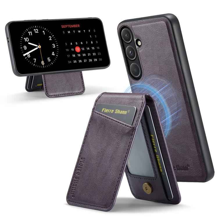 Fierre Shann Cowhide Vertical Flip Magnetic Card Holder Phone Case, For Samsung Galaxy S26+ 5G, For Samsung Galaxy S26 Ultra 5G, For Samsung Galaxy S26 5G, For Samsung Galaxy S25 5G, For Samsung Galaxy S25+ 5G, For Samsung Galaxy S25 Ultra 5G          ...