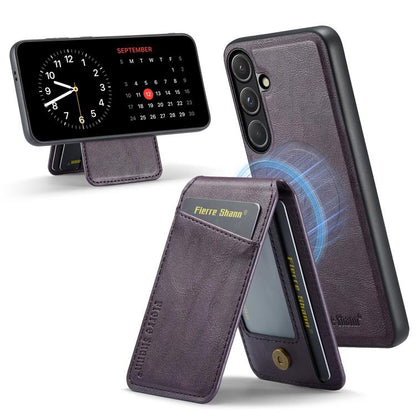 Fierre Shann Cowhide Vertical Flip Magnetic Card Holder Phone Case, For Samsung Galaxy S26+ 5G, For Samsung Galaxy S26 Ultra 5G, For Samsung Galaxy S26 5G, For Samsung Galaxy S25 5G, For Samsung Galaxy S25+ 5G, For Samsung Galaxy S25 Ultra 5G          ...