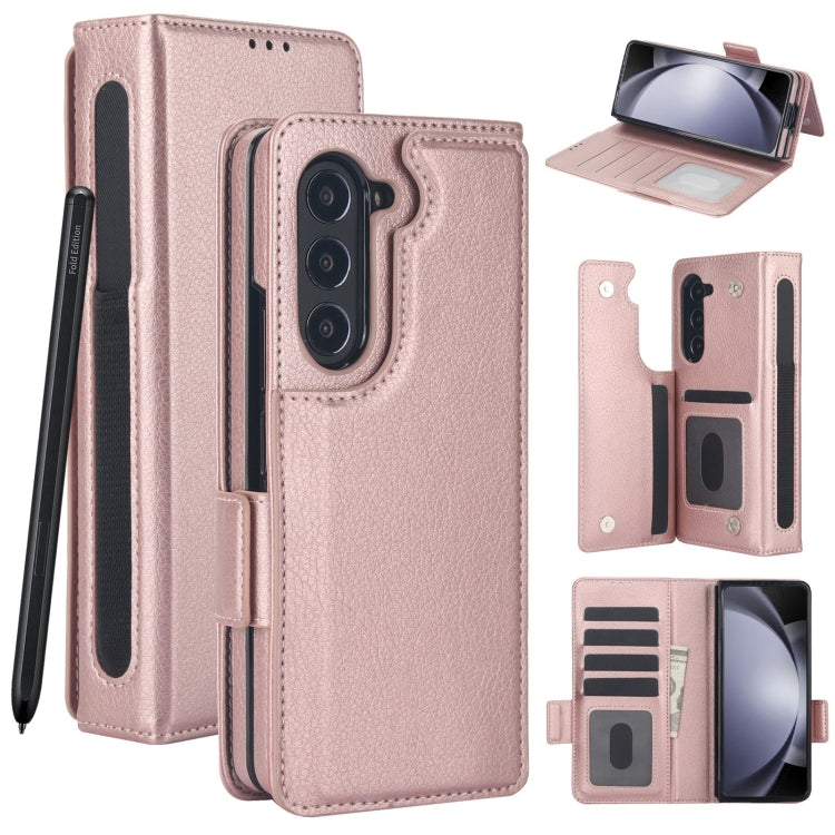Solid Color Multifunctional Folding Leather Phone Case with Pen Slot